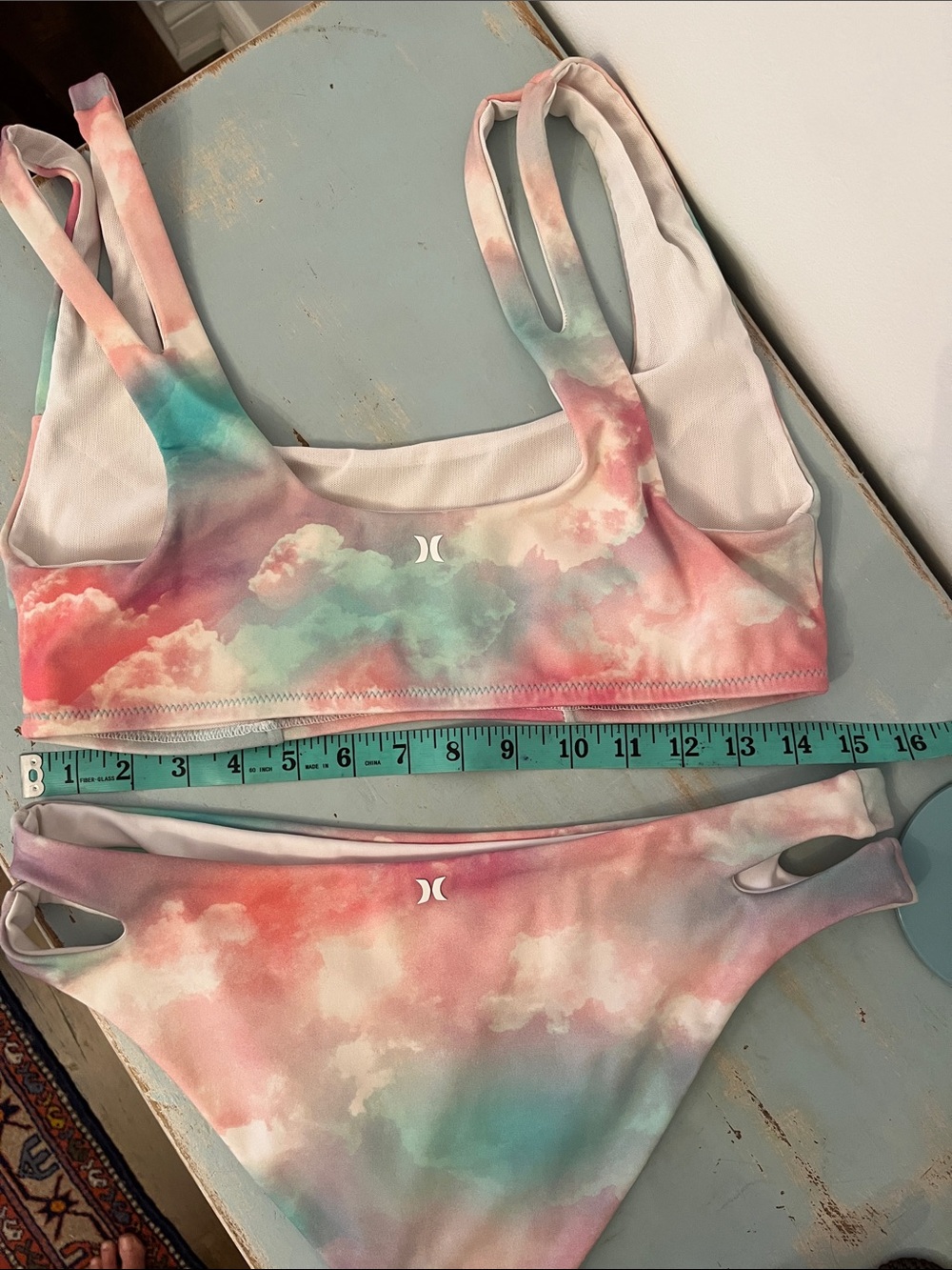 Hurley Medium Watercolour Cloud Wash Pastel Bikini Set - Picture 6 of 15